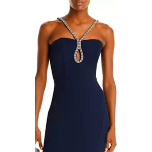 NWT AQUA Halter
Scuba Embellished Chain Dress Black size 6 - Picture 3 of 3